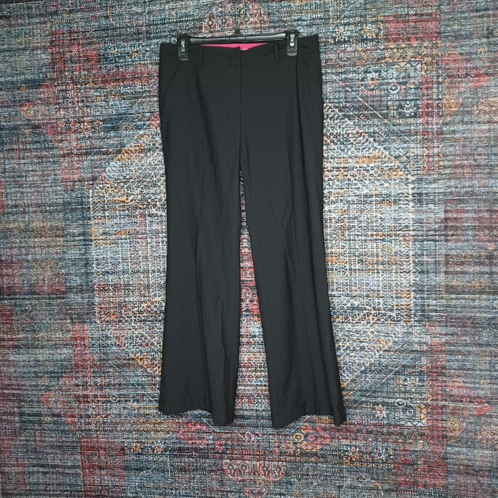 Diane von Furstenberg womens black pleated wide cuffed Wool dress pants 6x30